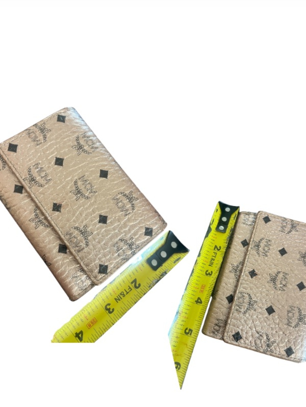 MCM Visetos Trifold Flap Snap Champange Metallic Leather Wallet - Picture 14 of 17
